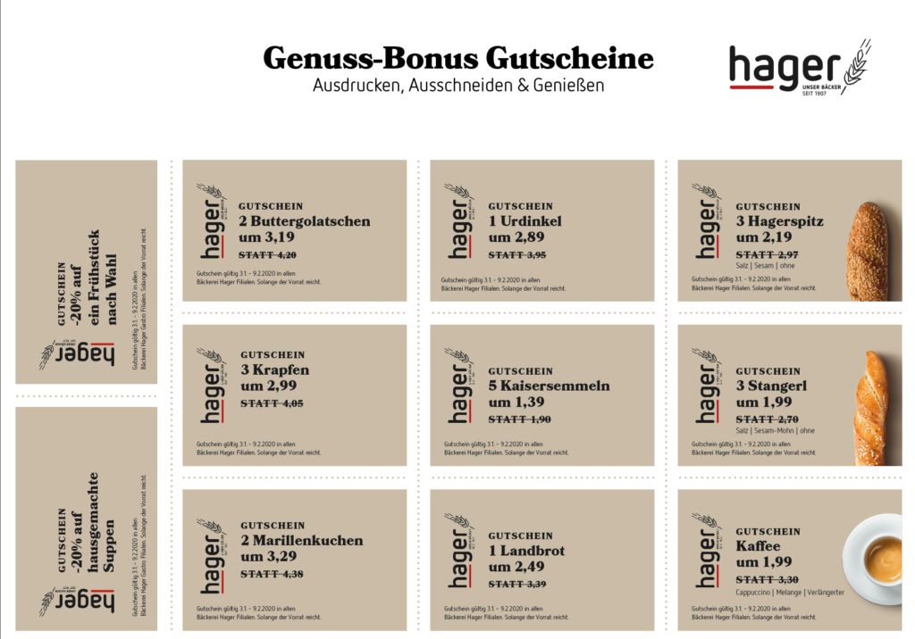 Bäckerei Hager Genuss-Bonus im Jänner 2020